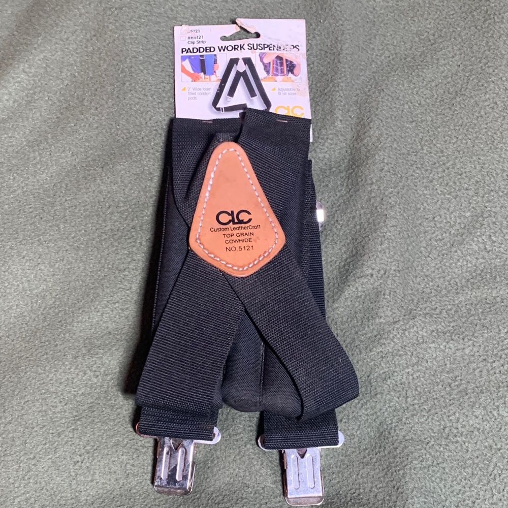 Custom LeatherCraft black padded work suspenders. Adjustable to fit all sizes.